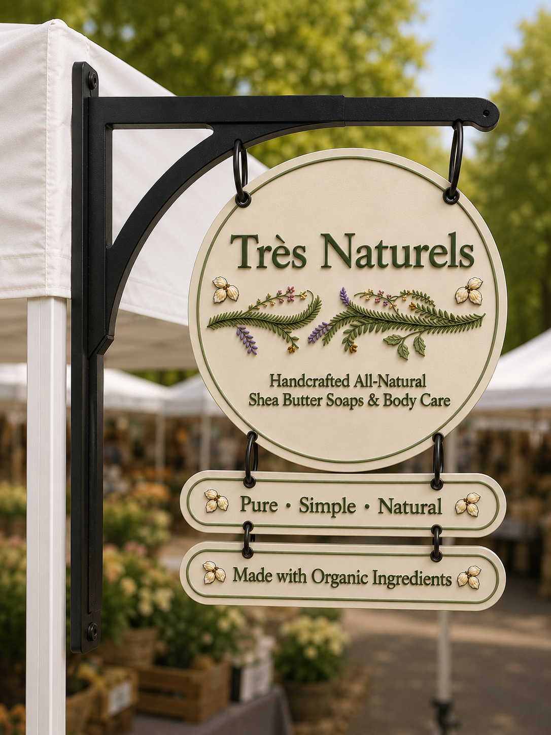 16” round hanging sign with extra tall bracket