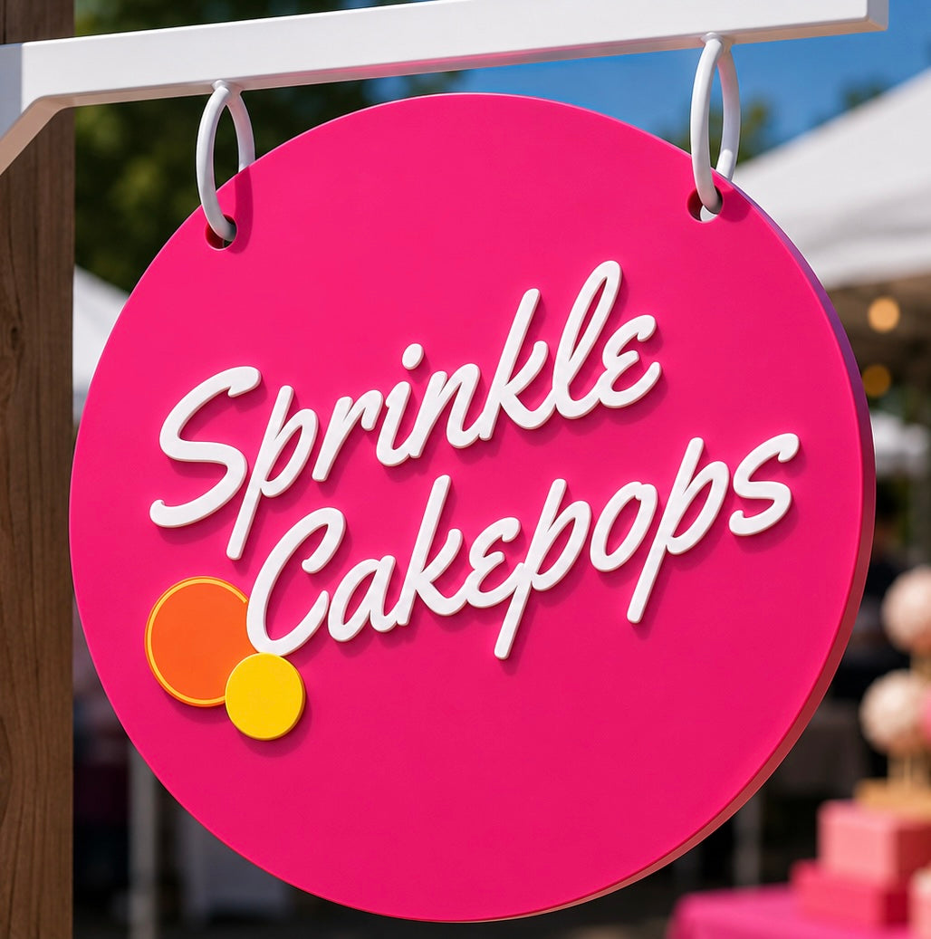 Custom Round Acrylic Double sided Hanging Sign with Dimensional Logo