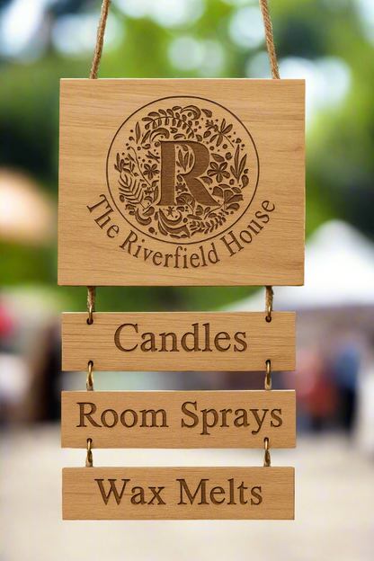 Square wooden hanging sign