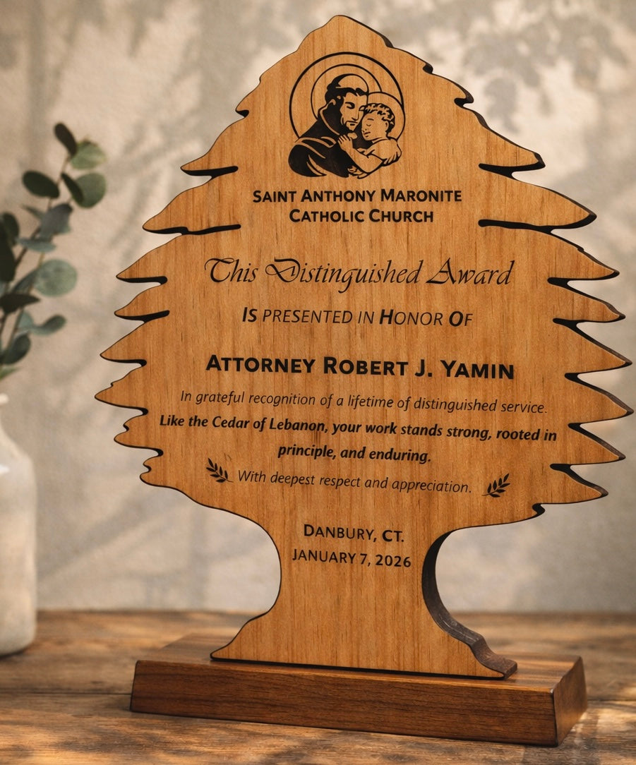 Cedar of Lebanon Custom Engraved Wood Award