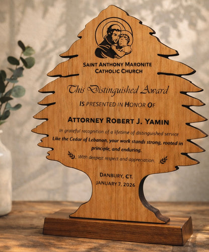 Cedar of Lebanon Custom Engraved Wood Award