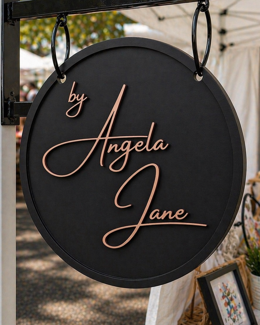 Custom Round Acrylic Double sided Hanging Sign with Dimensional Logo