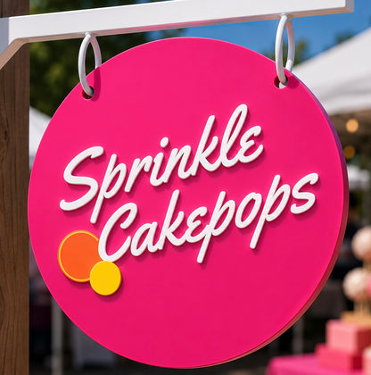 Custom Round Acrylic Double sided Hanging Sign with Dimensional Logo
