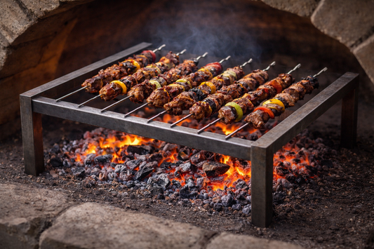 Open Tuscan grill for cooking kebabs