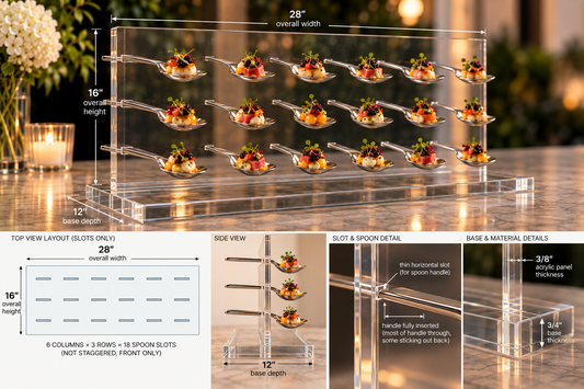 Clear Acrylic 18-Spoon Appetizer Display Stand